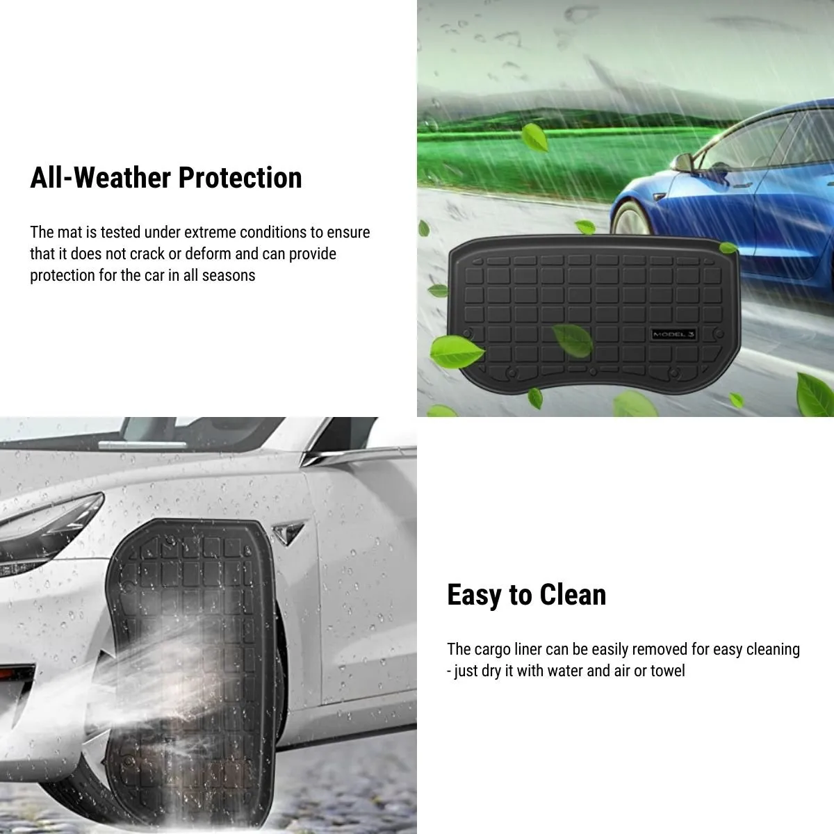All Weather TPE Front Rear Trunk Mat for Tesla Model 3