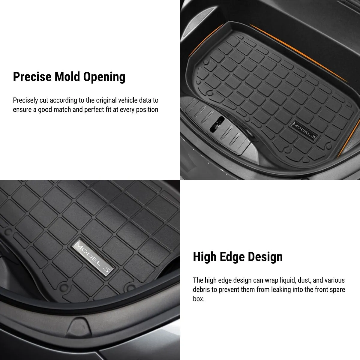 All Weather TPE Front Rear Trunk Mat for Tesla Model 3