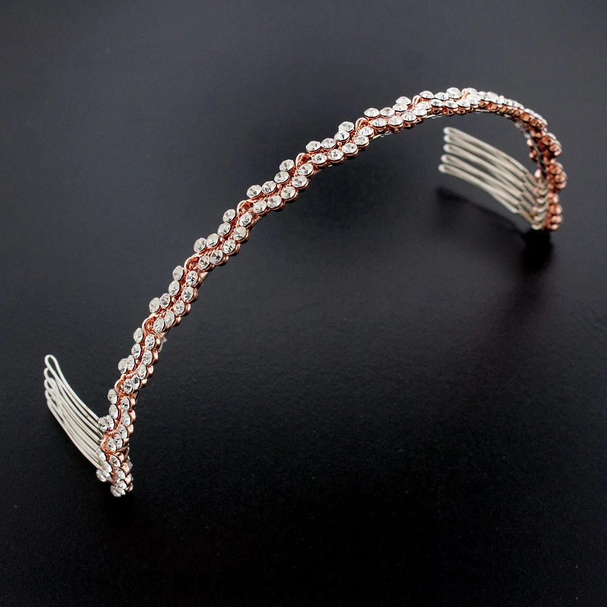 Bridal Headband with Rhinestone Clusters