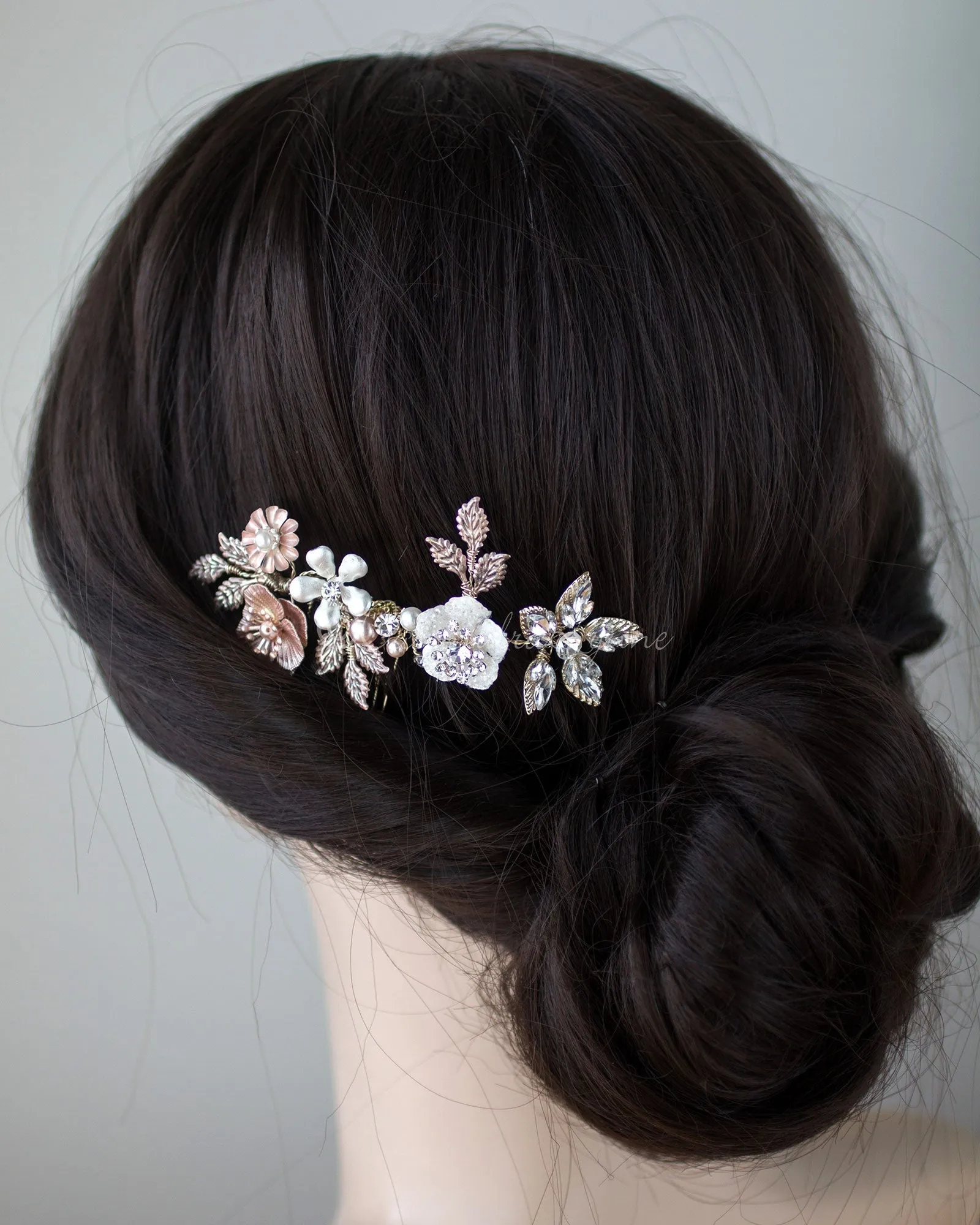 Rose Gold and Gold Mix Wedding Comb